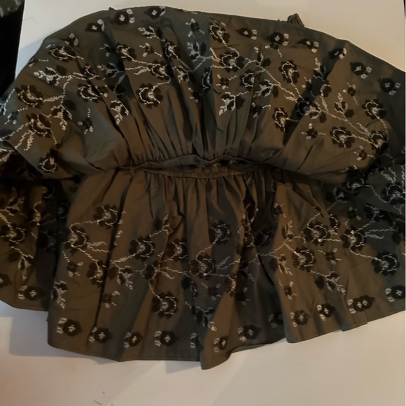 Kate Spade Olive Hue Green Black/White Embroidered Floral Poplin Skirt NWT M - Picture 8 of 15